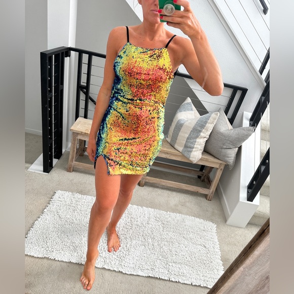 REVOLVE Dresses & Skirts - REVOLVE about us sequin mini dress open back orange/yellow formal party event S